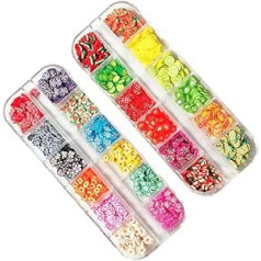 2 Boxes Clay Nail Art Polymer Fruit Flower Slices Colorful Slime Cell Phone Decoration Nail Art Scrapbooking Embellishments