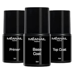 ‎Meanail Méanail® Paris Les Essentielles Nail Care Manicure Set for UV Gel Nails, High-Quality, Professional Nail Studio Look, Lasts up to 4 Weeks (primer + base + top coat)