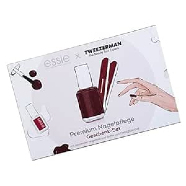 Essie Luxury Gift Set 2022 with TWEEZERMAN Nail Tools for the Complete Nail Routine as a Christmas Gift for Your Loved One or Yourself