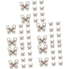 Beavorty Pack of 50 Nail Butterfly Ornaments Butterfly Nagu kuloni izgatavoti no sakausējuma Dārgakmeņiem nagiem Kulons nagiem Nagu Skaistums Dekors Manikīrs Apmetums Mini 3D Aksesuāri