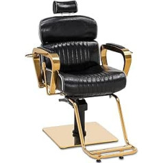 Barberpub Hairdressing Chair with Headrest, Hairdressing Chair Height Adjustable Tilting for Men Women Hairdressing Furnishing Operating Chair Vintage Retro Faux Leather 3078 (Black/Gold)