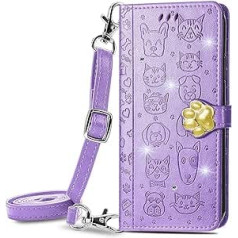 Vqwq mobilā telefona maciņš LG Velvet 5G — regulējama siksniņa Sparkly Animal Leather Case Iebūvēts slots, aizsargājošs atlokam korpusa statīva magnētiskais vāciņš priekš LG Velvet 5G [MG] Purpurs