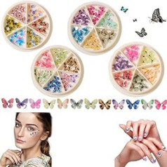 ‎Vimlo Vimlo Nail Art Miniature Butterfly 3D Butterfly nagu piekariņi, jauki krāsaini Micro Butterfly nagu mirdzumu komplekti, DIY akrila nagu piekariņi rotaslietas sievietēm un meitenēm (Krāsa: 4gab.)