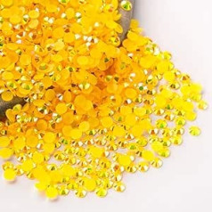 Qpretty Du Golden Yellow AB Rhinestones, 5000 gabali plakana muguras apaļa želeja AB rhinestones, kristāla dārgakmeņi bez fiksācijas, vairumtirdzniecība amatniecībai, grims, nagi, seja, krūzes, apģērbi, apavi,