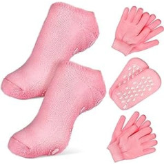 Fomiyes 2 Sets Spa Moisture Zeķes Heel Spa Socks Mitrinoša pēdu maska Cimdi Remover Zeķes Mitrinošs Miega Laineris Kokvilnas ēteriskā eļļa