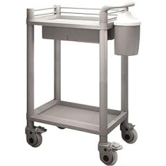 GHCXY Movable Carts, Household Service Maintenance Cart 2 Shelf Heavy Duty ABS Storage Hand Vehicles, Wheeled Medical Cart for Beauty Hairdressing Salon, Support 220Lbs/Gray/54*37