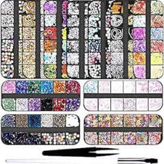 Layhou nagu sequins komplekts nagu sequins Glitter Nail Art Rhinestone Glitter sejai ķermenim nagu spīdīgs jaukts apaļš plāns 3D nagu mākslas uzlīmes DIY dekorēšana