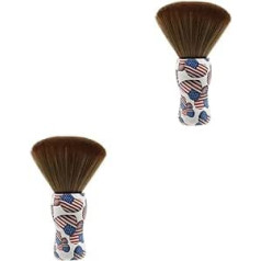 Popetpop Pack of 2 hair cleaning brush powder mineral brush hairdresser duster shaving brush made of synthetic salon brush hair brush made of wood broken hair duster neck brush solid wood