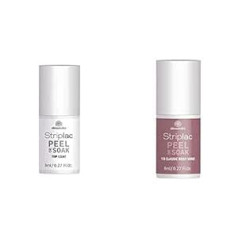 Alessandro Striplac Peel vai Soak Top Coat - LED virskārta perfektai spīdīgai krāsai - 1 x 8 ml & Striplac Peel vai Soak Classic Rosy Wind - LED nagu laka klasiskajā Taupe - 1 x 8 ml