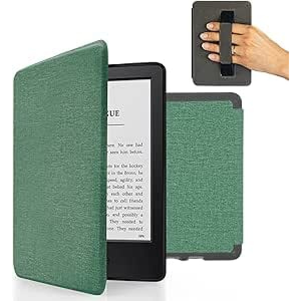 MyGadget futrālis Amazon Kindle Paperwhite 7. paaudzei (līdz 2017. gadam — 6 collas) ar rokas siksnu un automātiskās miega/pamošanās funkciju — tirkīza pārvelkamais futrālis