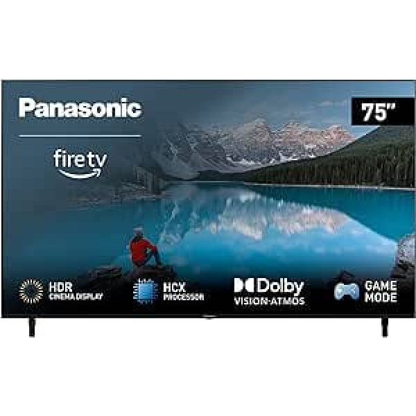 Panasonic TX-75MXW834, 75 collu 4K Ultra HD LED Smart 2023 televizors, augsta dinamiskā diapazona (HDR), Dolby Atmos un Dolby Vision, Fire TV, Prime Video, Alexa, Netflix, melns