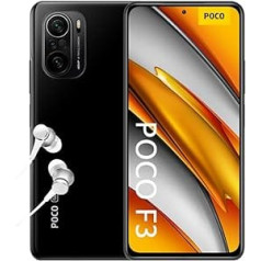 Poco F3 5G viedtālrunis bez līguma + austiņām (16,94 cm (6,67 collas) AMOLED displejs 120 Hz, 6 GB + 128 GB atmiņa, 48 MP aizmugurējā kamera, 20 MP priekšējā kamera, divas SIM kartes, Android 11) melns — [ekskluzīvi Amazon]