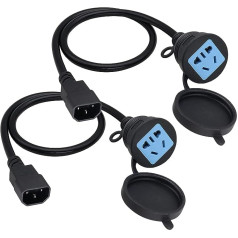 AAOTOKK (2 gab.) C14 uz ASV 2-pin (Nema 1-15R) (polarizēts) vai (Eiropas ligzda) + AS3112 (Austrālija, Jaunzēlande, Ķīna) Plug Travel Cable, piemērots Eiropas Savienībai (0,6 m/2 pēdas)