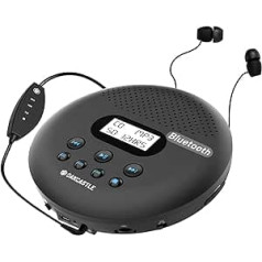 Oakcastle CD125 Portable Bluetooth CD Player | Rechargeable Battery | 12 Hours Playtime I Two Stereo Speakers I Headphones Included | AUX Output I Anti-Skip Protection