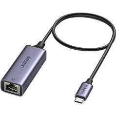 UGREEN Ethernet Gigabit adapteris, Thunderbolt USB C līdz RJ45 tīkla LAN 1 Gb/s Savietojams ar MacBook Pro 2023 Air M2 M1 Chromebook XPS virsmu iPad Pro Air Galaxy Tab S8 S23 Ultra (pelēks, 50 cm)