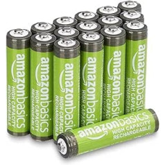 Amazon Basics iepriekš uzlādēti Ni-MH akumulatori, 500 cikli (parasti 2500 mAh, vismaz 2400 mAh), (ārējais korpuss var atšķirties no attēla)