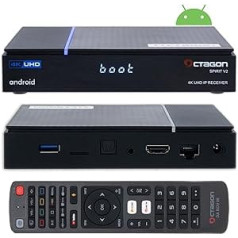 Octagon Spirit PRO 4K UHD HDR10+ Smart Android TV OTT IP Media TV Box, 5G WiFi, Bluetooth 5.1, BT tālvadības pults, balss vadība, Playstore, Widevine Level L1, MeTV atskaņotājs + EasyMouse HDMI kabelis