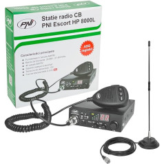 CB Radio Kit PNI Escort HP 8000L ASQ + CB Antenna PNI Extra SWR 1.0, 16 cm high, 4 m RG58 Cable and Magnetic Mounting Bracket Included