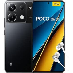 Poco X6 5G viedtālrunis, 12 + 256 GB mobilais tālrunis bez līguma, 120 Hz 6,67 collu 1,5 K AMOLED displejs, 64 MP OIS trīskāršā kamera, 5100 mAh, 67 W turbo uzlāde, divas SIM kartes, melns