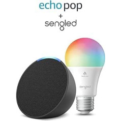 Echo Pop | Anthrazit + Sengled LED-Smart-Glühbirne (E27), Funktionert mit Alexa - Smart Home-Einsteigerpaket