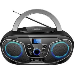 Silva-Schneider 1901850 MPC 19.4 FM radio ar CD atskaņotāju, AUX, USB, melns/sudrabs