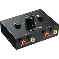 PROZOR 2(1)-IN-1(2) RCA stereo audio divvirzienu slēdzis R/L Stereo audio AB slēdzis R/L Stereo audio slēdža sadalītājs ar izslēgšanas pogu un bez ārējā barošanas avota