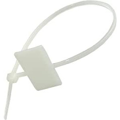 AERZETIX - C41913-100 x Cable Ties - 200mm 2.5mm - with Labelling Area - Fixed Tubes - Cable Management - White