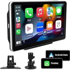 AWESAFE bezvadu CarPlay un Android automašīnu displejs, 9 collu skārienekrāna CarPlay digitālās multivides uztvērējs automašīnām, Mirrorlink, Bluetooth, GPS navigācija kravas automašīnām, automašīnām