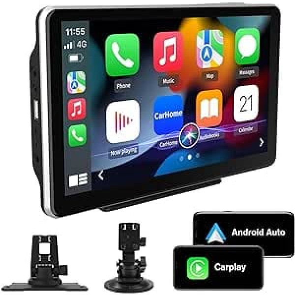 AWESAFE bezvadu CarPlay un Android automašīnu displejs, 9 collu skārienekrāna CarPlay digitālās multivides uztvērējs automašīnām, Mirrorlink, Bluetooth, GPS navigācija kravas automašīnām, automašīnām