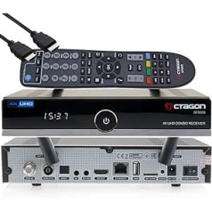 OCTAGON SF8008 4K UHD HDR hibrīda satelīta kabeļa virszemes PVR uztvērējs 1xDVB-S2X + 1x DVB-C/T2 - E2 Linux TV Box, PVR uztvērējs, izmantojot USB - Iekļauts EasyMouse HDMI kabelis un Dual WLAN