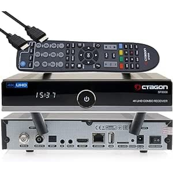 OCTAGON SF8008 4K UHD HDR hibrīda satelīta kabeļa virszemes PVR uztvērējs 1xDVB-S2X + 1x DVB-C/T2 - E2 Linux TV Box, PVR uztvērējs, izmantojot USB - Iekļauts EasyMouse HDMI kabelis un Dual WLAN