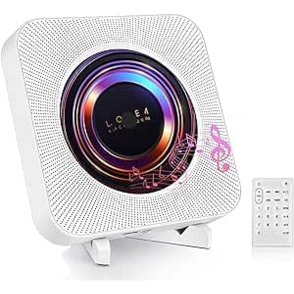 Portable CD Player with Desktop Rack, Bluetooth CD Player, Radio CD Player for Home Supports FM, USB Port, AUX Input/Output, Personal Audio Music Player with Adjustable Angle Stand