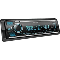 Kenwood KMM-BT508DAB USB automašīnas radio ar DAB+ un Bluetooth brīvroku komplektu (Amazon Alexa, skaņas procesors, USB, AUX, 2 x priekšizejas 2,5 V, 4 x 50 vati, VAR apgaismojums, iekļauta DAB+ antena)