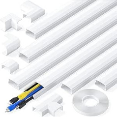 6 x L400 mm Self-Adhesive Cable Duct White PVC Cable Duct TV Cable Cover to Hide Cables for Computers at Home or in the Office - Width 30 mm, Height 17 mm