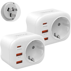 VINTAR 2PC 20W Austrālijas ceļojumu adapteris, 4 vienā PD un QC 3.0 ātrā lādētāja spraudņa adapteris ar 2 USB portiem un 1 USB-C portu Austrālijai, Argentīnai, Ķīnai, I tips