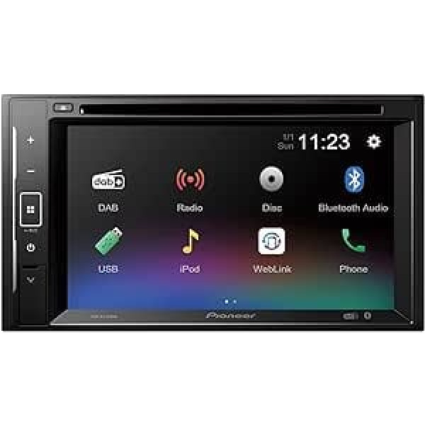 Pioneer AVH-A240DAB-AN 2 DIN multivides atskaņotājs, 6,2 collu ClearType skārienekrāns, viedtālruņa savienojums, USB, DAB/DAB+ digitālais radio, Bluetooth, 13 joslu grafikas ekvalaizers, iekļauta DAB antena