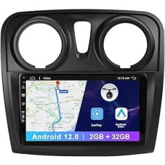 2 DIN 9 Inch Android 12 Car Radio for Renault Dacia Logan 2 Sandero 2012-2017 Car Radio Navigator | 2G + 32G | Supports GPS Bluetooth WiFi Mirror Link USB Steering Wheel Control | Free Camera