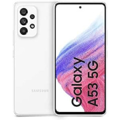 Samsung Galaxy A53 5G Android viedtālrunis, Infinity-O FHD+ 6,5 collu displejs, 6 GB RAM un 128 GB iekšējā atmiņa, paplašināma, 5000 mAh akumulators, lieliski balts (itāļu versija)