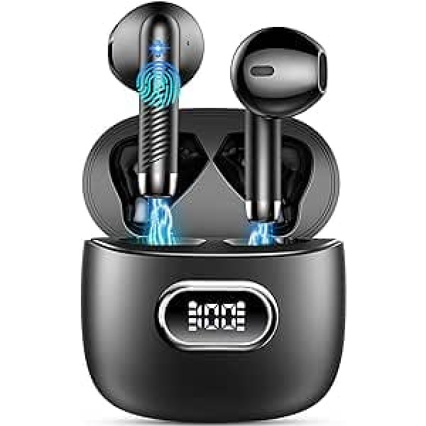 Bluetooth 5.3 ieliekamas austiņas Bezvadu Bluetooth ar ENC Dual Mic, 2022 Bezvadu austiņas 42H Deep Bass Bezvadu austiņas Troksni slāpējošas Austiņas, IP7 ūdensizturīgas austiņas, LED displejs