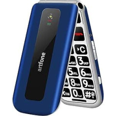 artfone vecākais mobilais tālrunis bez līguma, salokāms mobilais tālrunis ar lielām pogām, 2G GSM mobilais tālrunis senioriem ar 2,4 collu krāsu displeju, divas SIM kartes, SOS ārkārtas zvana poga, kabatas lukturītis, 1000