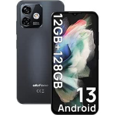 Ulefone Note 16 Pro mobilais tālrunis Android 13 viedtālrunis (2023), 12 GB + 128 GB, 6,52 collu HD+ 5G WiFi, 50 MP + 8 MP dubultā kamera, 4400 mAh, divu SIM kartu 4G viedtālrunis bez līguma, sejas ID/GPS/OTG/melns