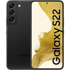 Samsung Galaxy S22, Android viedtālrunis bez līguma, 6,1 collas dinamisks AMOLED displejs, 3700 mAh akumulators, 256 GB/8 GB RAM mobilais tālrunis fantommelnā krāsā, ieskaitot -