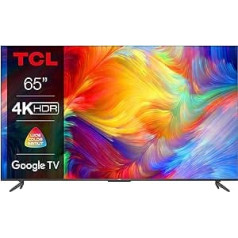 TCL 65P739 65 collu televizors, 4K HDR, Ultra HD, viedais televizors, ko nodrošina Google TV, bezrāmju dizains (Dolby Vision un Atmos, brīvroku balss vadība, savietojams ar Google palīgu un Alexa)