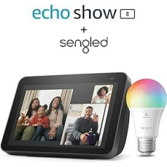 Echo Show 8 (2. Generation, 2021) | Anthrazit + Sengled LED-Smart-Glühbirne (E27), Funktionert mit Alexa - Smart Home-Einsteigerpaket