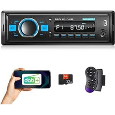 DAB + automašīnas radio ar Bluetooth 1 DIN digitālā multivides atskaņotāja atbalsts FM radio automašīnas MP3 atskaņotājs EQ stūres vadība USB/AUX ieeja/SD/TF karte + 32G SD karte