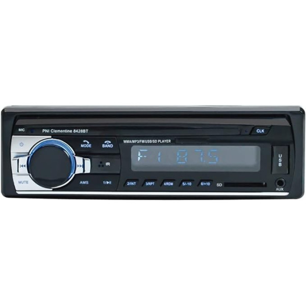 Bluetooth automašīnas radio, digitālais multivides atskaņotājs PNI-8428BT, 4 x 45 W automašīnas audio FM radio, automašīnas MP3 atskaņotājs USB/SD/AUX brīvroku funkcija ar bezvadu tālvadības pulti, melns