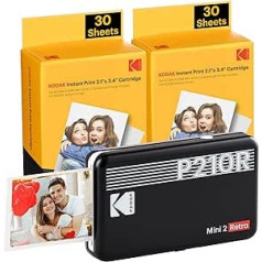 KODAK Mini 2 Plus Retro Mobile 10 x 15 fotoattēlu printeris un Polaroid tūlītējie attēli drukā augstākās kvalitātes kvalitātē, atrodoties ceļā, izmantojot mobilo tālruni, mobilo fotoattēlu printeri viedtālrunim (iphone un Android), porta