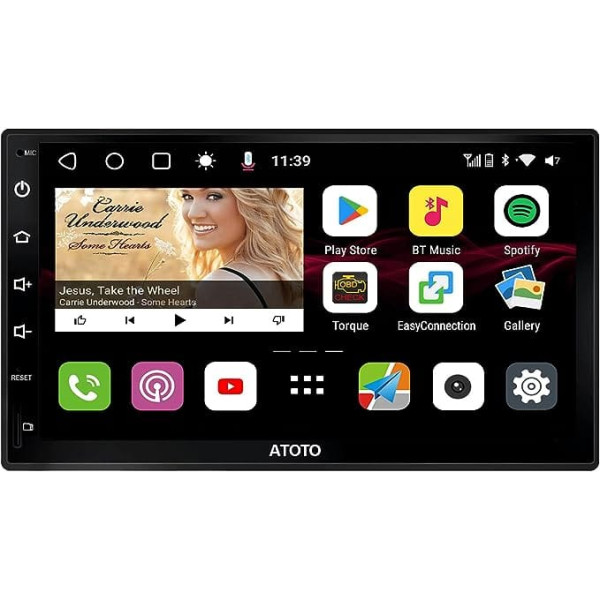 ATOTO S8 Premium Double DIN Android automašīnas radio, bezvadu CarPlay un Android automašīna, 7 collu QLED displejs, Dual BT ar aptX HD, USB piesaiste, HD aizmugures skats ar LRV, SCVC un vairāk, S8G2B74PM