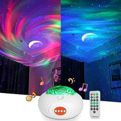 Jirmerp Starry Sky projektors, dubultā efekta zvaigžņu projektors Aurora un Piena ceļš ar Bluetooth skaļruni, LED Galaxy nakts gaisma, planetārija projektors ar taimeri/tālvadības pulti