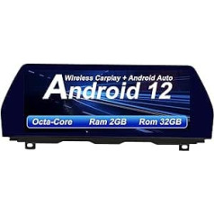 AneQu 12,3 collu automašīnas stereosistēma Android 12 BMW 5. sērijas F10 F11 NBT 2013-2016 NBT sistēma astoņkodolu 32 GB ROM automašīnas multivides navigācijas sistēma ar pretatstarojošu zilu ekrānu Carplay Android automobilim
